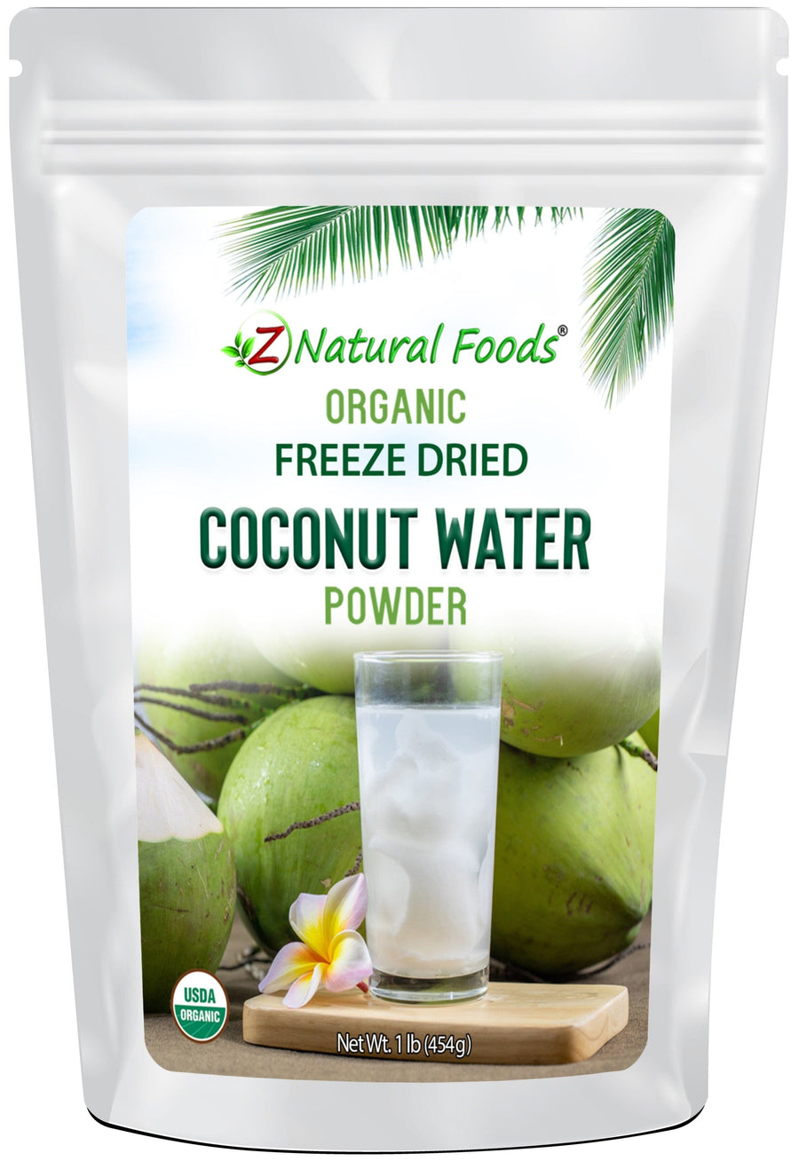1 lb Coconut Water Powder - Organic Freeze Dried front of bag image Z Natural Foods 
