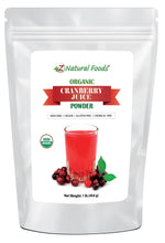 Photo of front of bag of 1 lb Cranberry Juice Powder - Organic Fruit Powders Z Natural Foods 