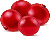 Image of four Cranberries on white background.