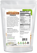 Creamy Vanilla Cashew Milk Powder back of the bag image Z Natural Foods 