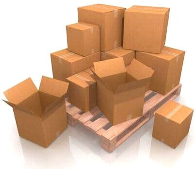 Photo of cardboard boxes stacked on a pallet for Custom Packaging by Z Natural Foods 