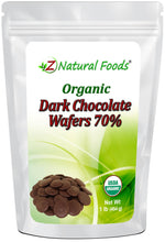 Photo of front of 1 lb bag of Dark Chocolate Wafers (70%) - Organic Cacao Z Natural Foods 