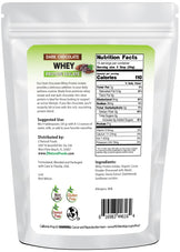 Photo of back of 1 lb bag of Dark Chocolate Whey Protein Isolate
