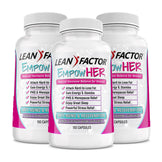 Close photo of 3 bottles of EmpowHER - Ultimate Women's Health Formula Tonics Lean Factor - 150 Capsules per bottle