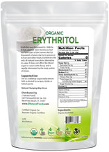 Erythritol - Organic back of the bag image Z Natural Foods 