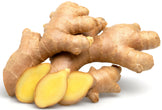 Image of Ginger Root with sliced ginger root in the front.