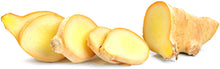 Close photo of single sliced fresh yellow ginger root