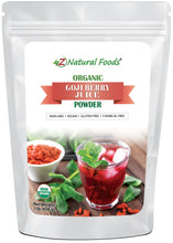 Image of front of 1 lb bag of Goji Berry Juice Powder - Organic Fruit Powders Z Natural Foods 