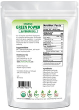 Green Power - Organic SuperGreens Blend back of the bag image Z Natural Foods 