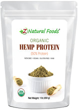 Hemp Protein - Raw Organic front of the bag image Z Natural Foods 1 lb 