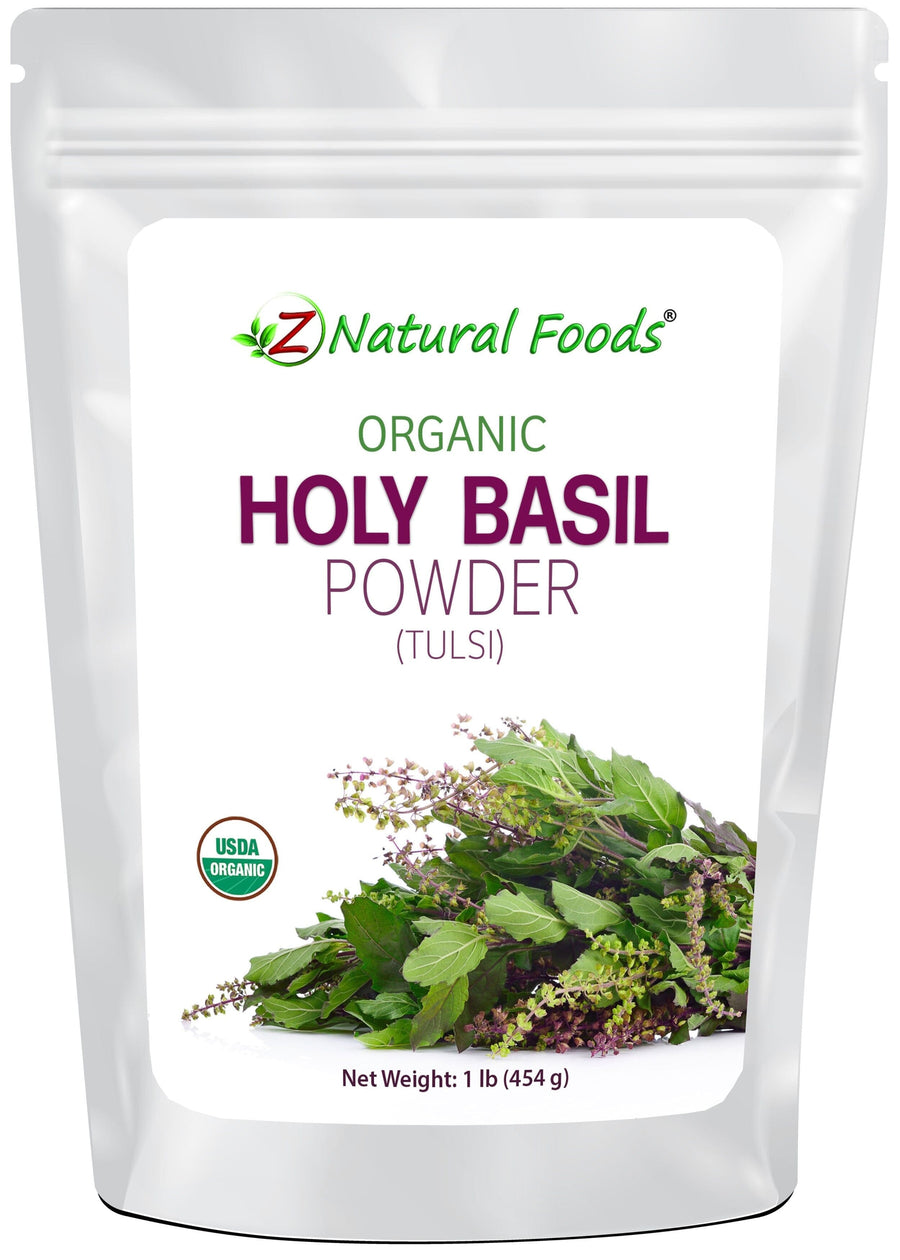 Photo of front of 1 lb bag of Holy Basil Powder (Tulsi) - Organic Z Natural Foods 