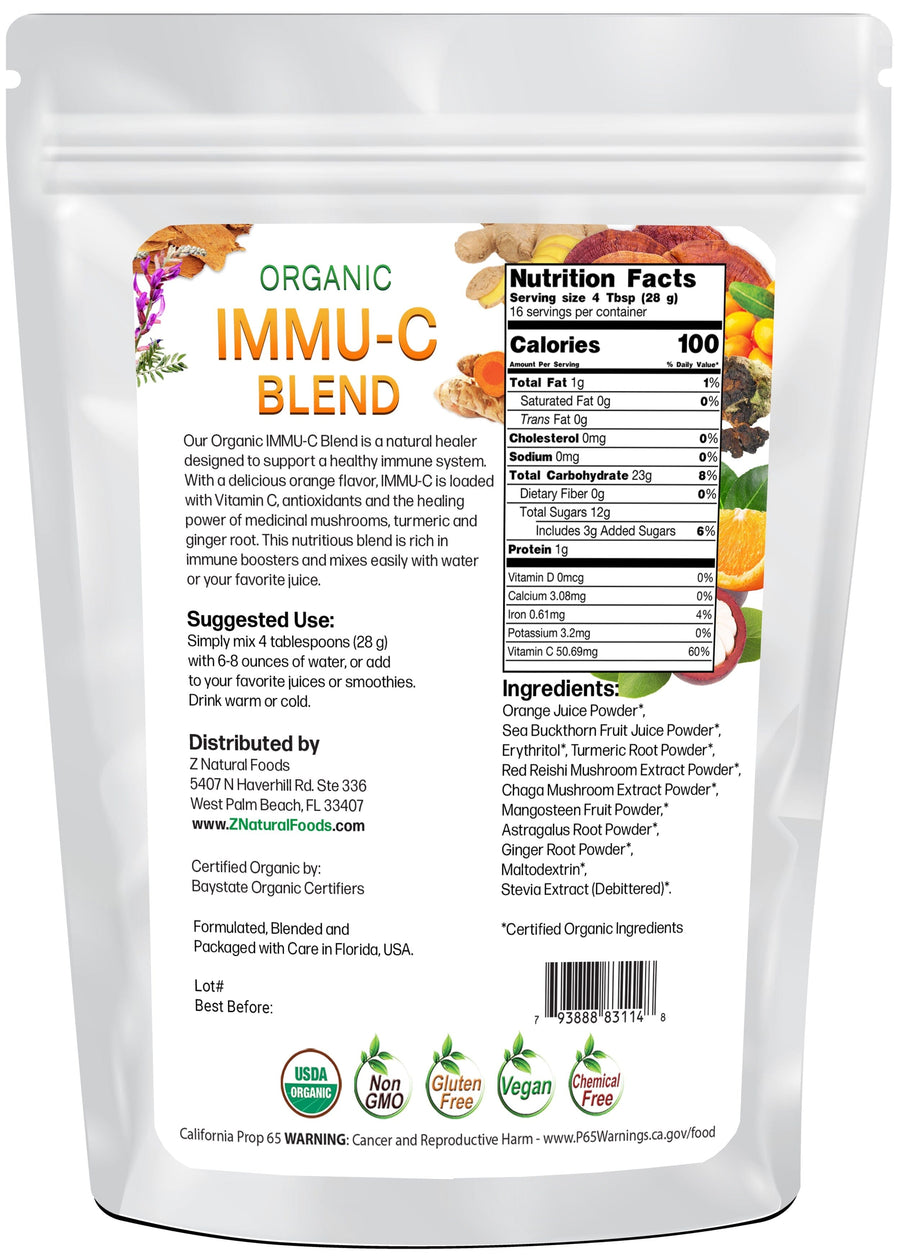 IMMU-C Blend - Organic back of the bag image Z Natural Foods 