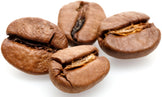 Close photo of 4 halves of roasted brown coffee beans - Z Natural Foods