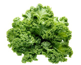 Closeup image of Kale leaves on white background.