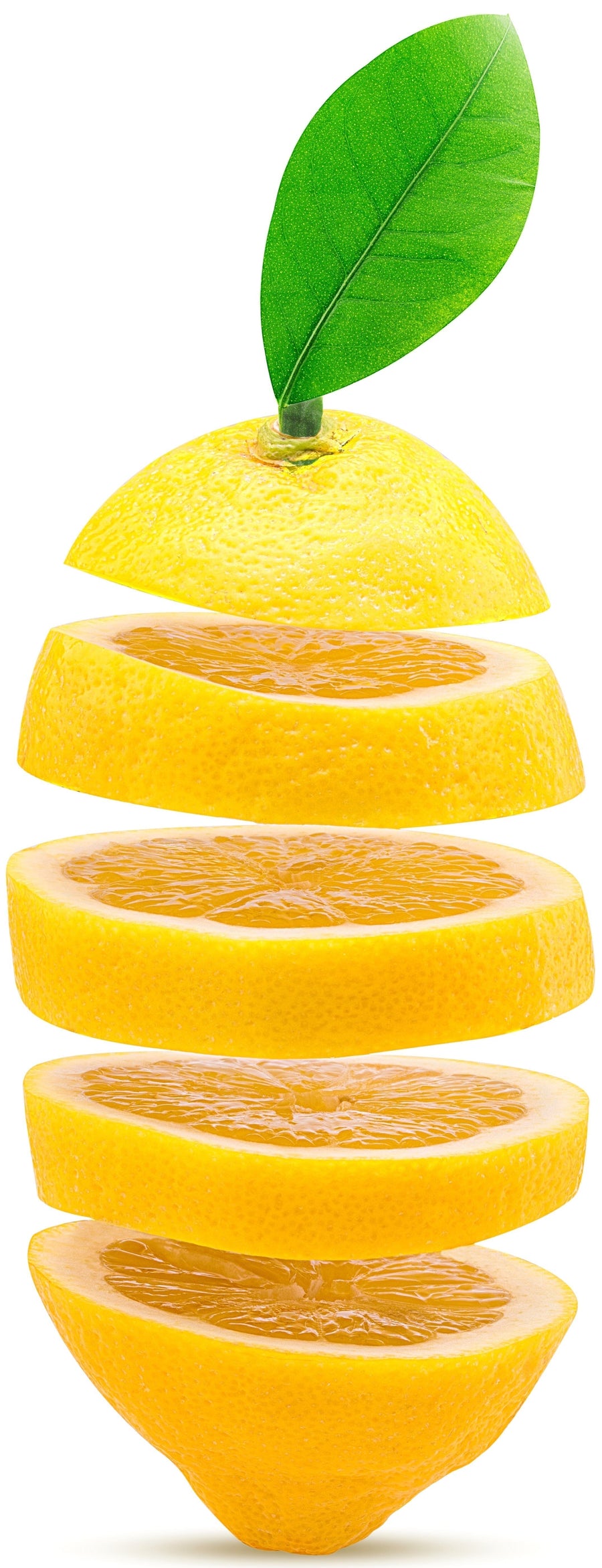 Image showing whole Lemon sliced with slices suspended above each other.