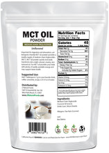Image of back of 1 lb bag of MCT Oil Powder Organic Oils Z Natural Foods