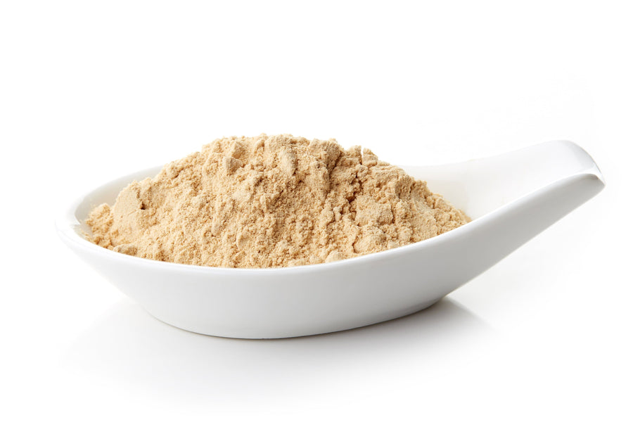 Image of Maca Root Powder (Red) - Organic Raw in white serving dish.