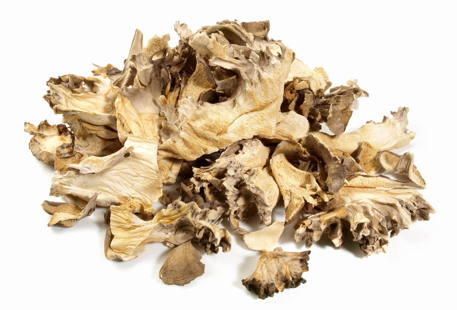 Pile of dried chunks of Organic Maitake Mushrooms - Z Natural Foods 