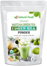 Image of front of 1 lb bag of Matcha Green Tea Cashew Milk Powder - Organic Z Natural Foods 