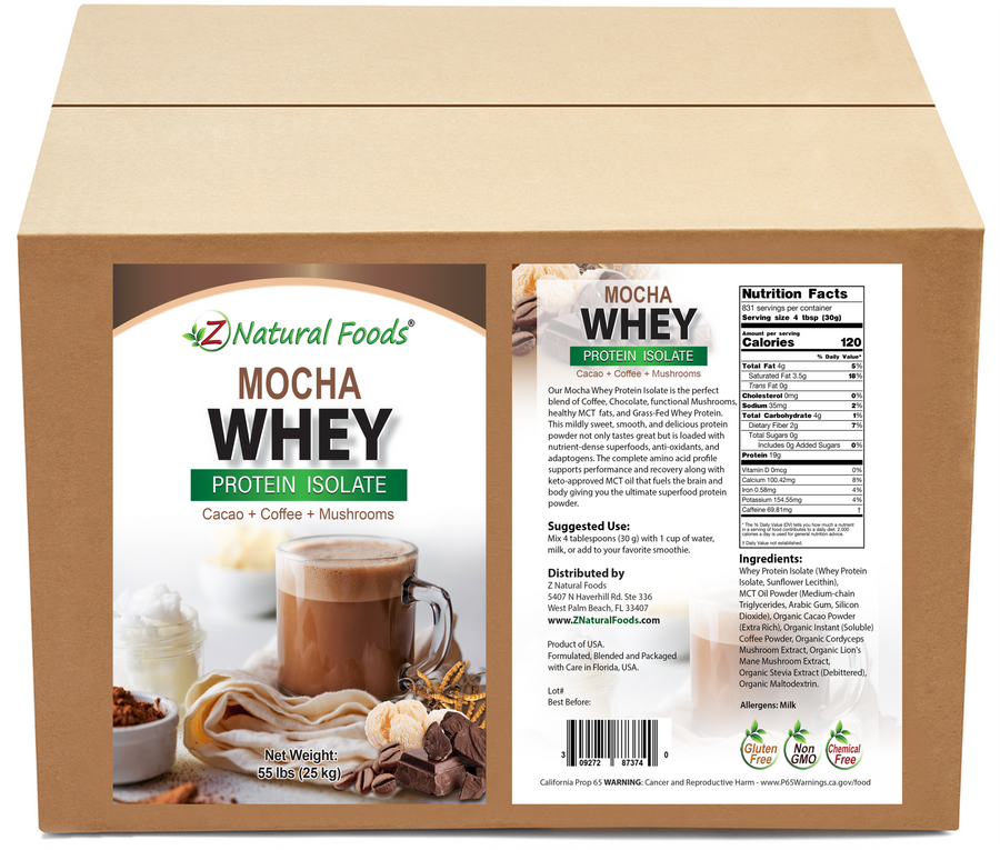 Front and back label image for Mocha Whey Protein Isolate bulk