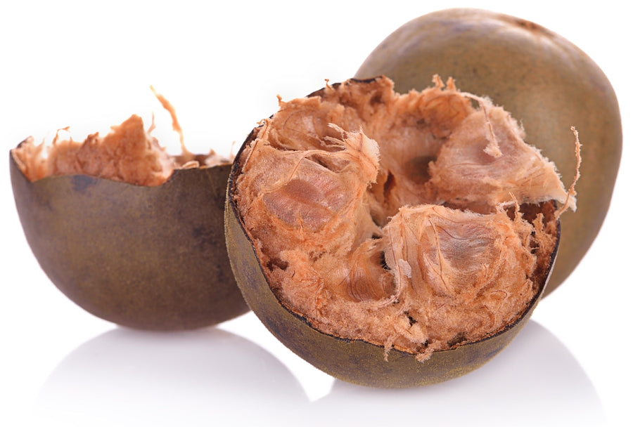 Image of a whole brown Luo Han Guo fruit and one thats cracked opened