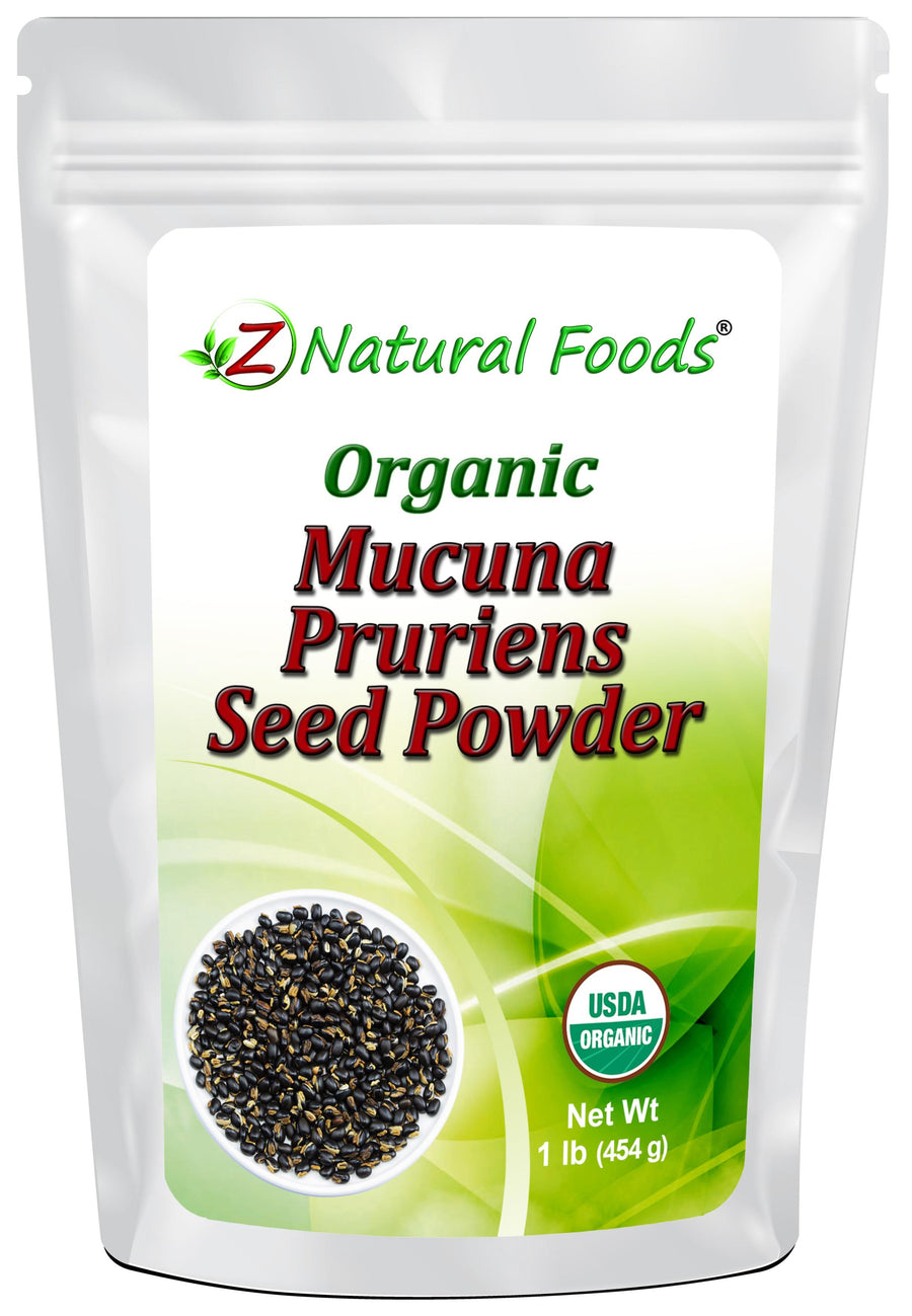 Mucuna Pruriens Seed Powder - Organic front of the bag image Z Natural Foods 1 lb 