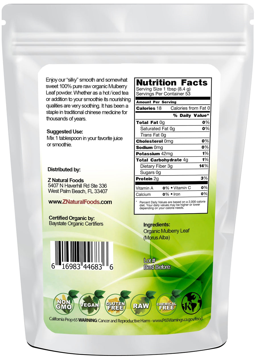 Back bag image of Mulberry Leaf Powder - Organic from Z Natural Foods 