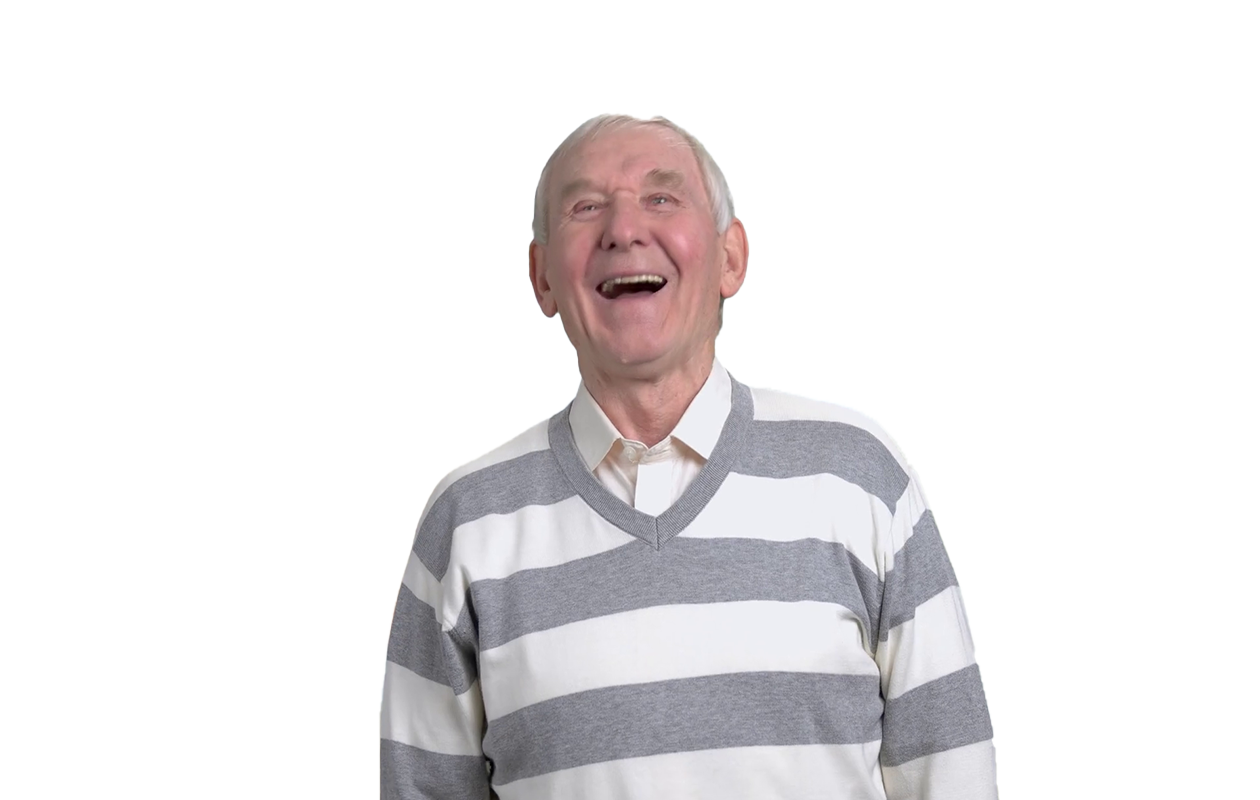Photo of older man feeling emotional and looking happy