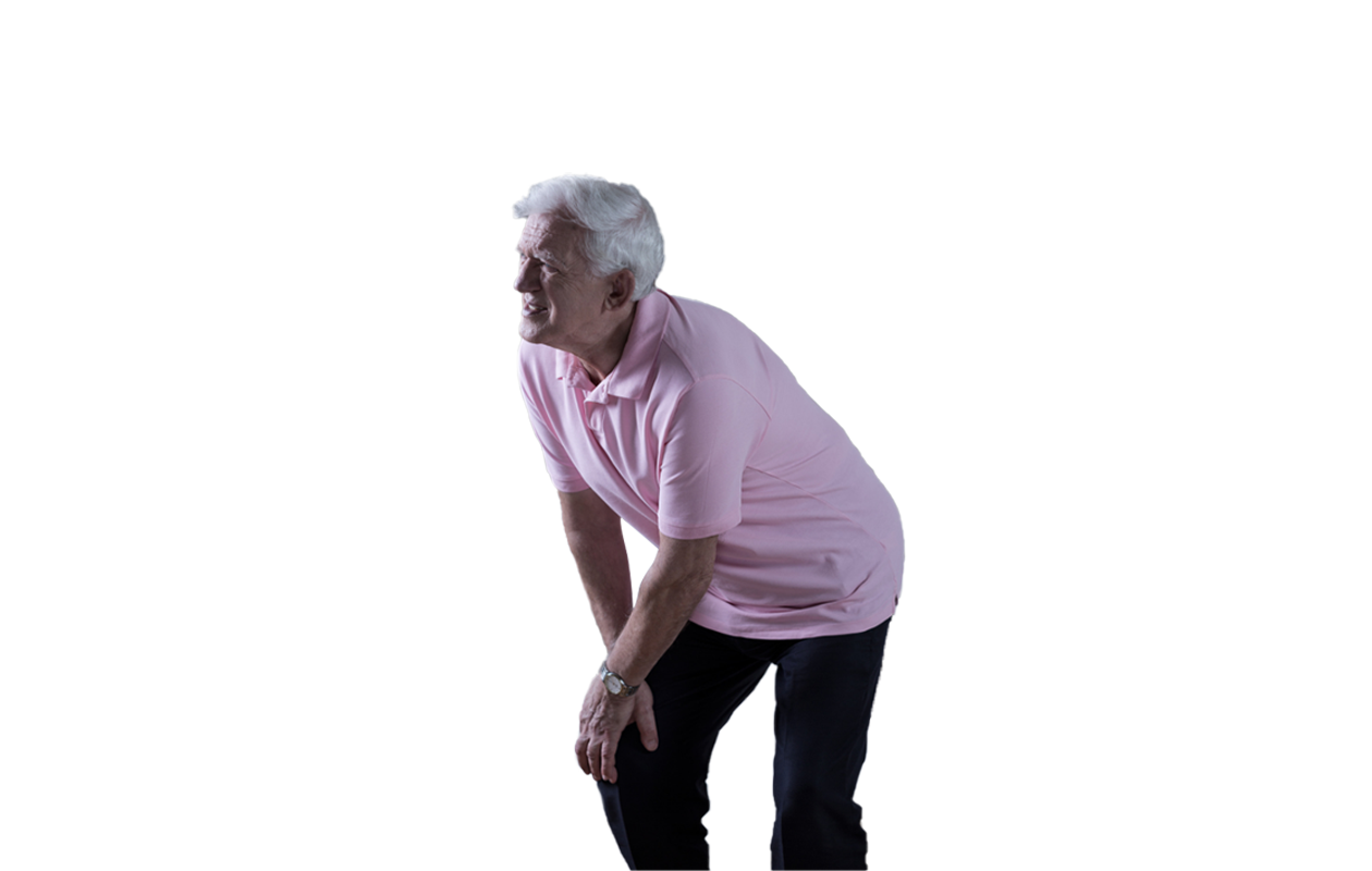 Photo of older man holding his knee because osteoarthritis pain