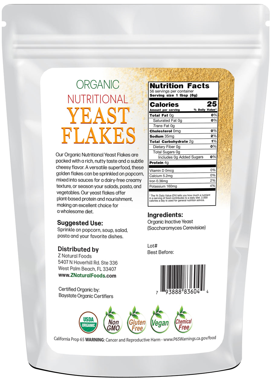 Back of the bag image of Organic Nutritional Yeast Flakes 1 lb