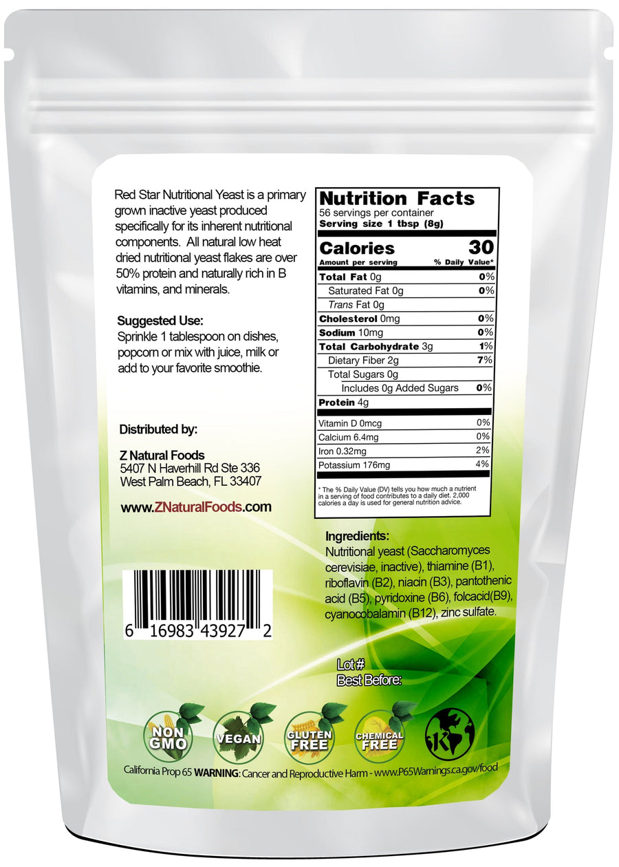 Nutritional Yeast Flakes back of the bag image Z Natural Foods 
