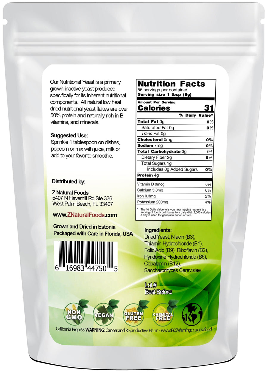 Back of bag image of Nutritional Yeast Powder from Z Natural Foods 