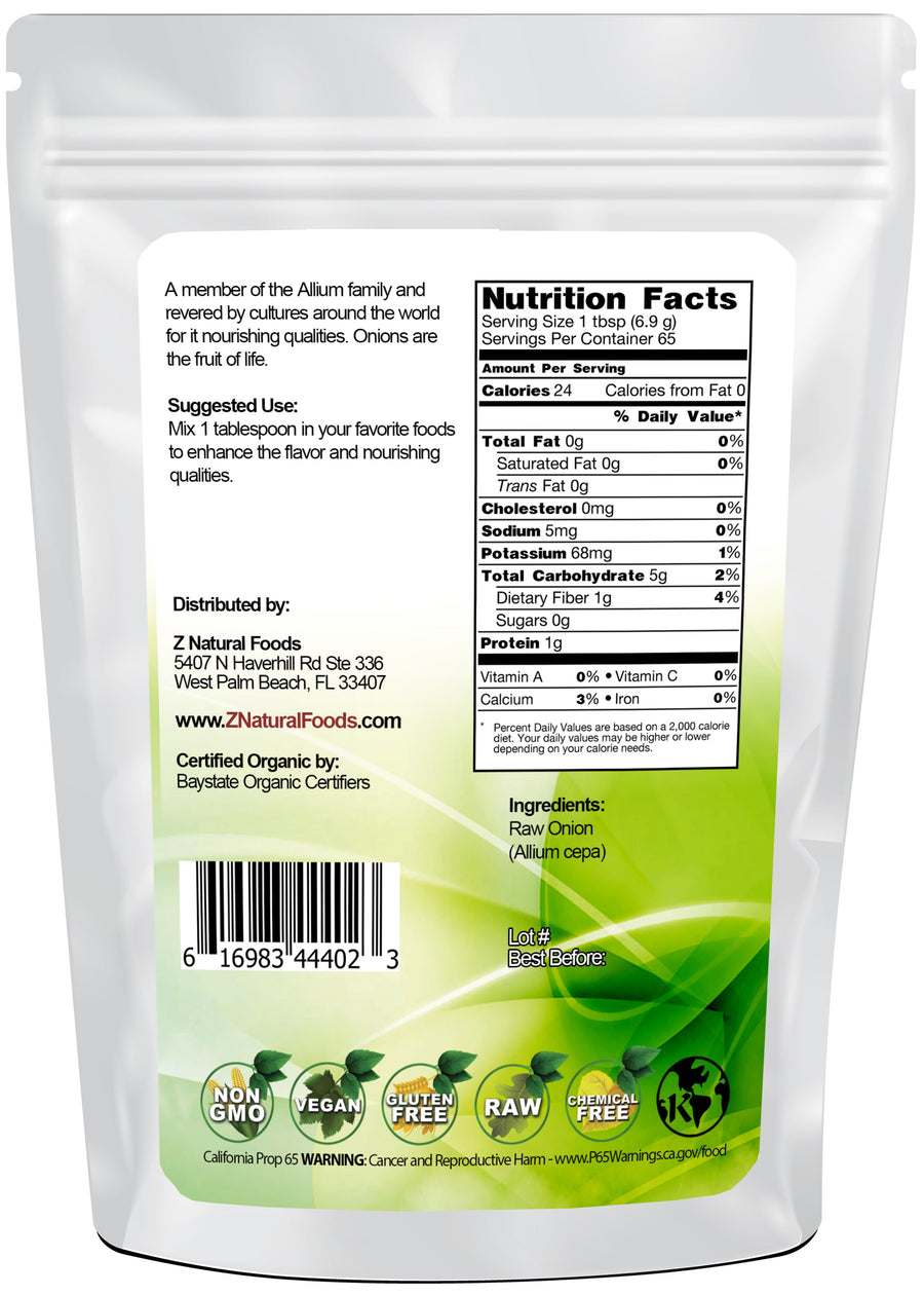 Onion Powder - Organic back of the bag image Z Natural Foods
