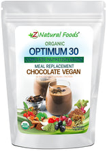 Optimum 30 Chocolate Vegan Meal Replacement - Organic front of the bag image Z Natural Foods 