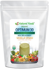 Optimum 30 Vanilla Vegan Meal Replacement - Organic front of the bag image 2.5 lb
