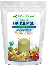 Optimum 30 Vanilla Vegan Meal Replacement - Organic front of the bag image 1 lb