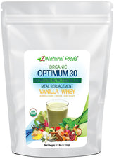 Optimum 30 Vanilla Whey Meal Replacement - Organic front of the bag image 2.5 lbs