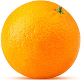 Image of whole Orange with stem on white background.