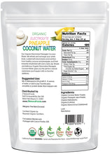 Organic Electrolyte Pineapple Coconut Water back of the bag image Z Natural Foods 