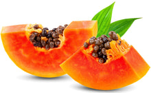 Image of sliced Papaya on white background.