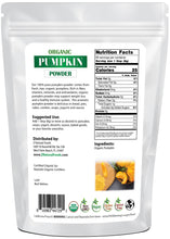 Back image of Pumpkin Powder - Organic bag from Z Natural Foods.