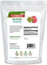 Photo of back of 1 lb bag of Raspberry Ketone Extract Powder Fruit Powders Z Natural Foods 