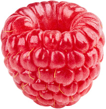 Closeup image of cored Raspberry on white background
