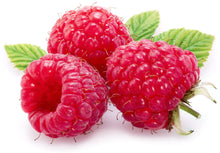 Image of three Raspberries on white background.