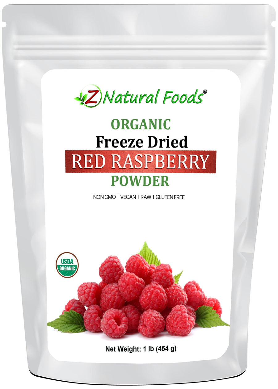Front of bag image Red Raspberry Powder - Organic Freeze Dried Fruit Powders Z Natural Foods 1 lb 
