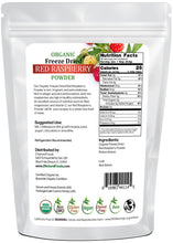 back of bag image of Red Raspberry Powder - Organic Freeze Dried Fruit Powders Z Natural Foods 