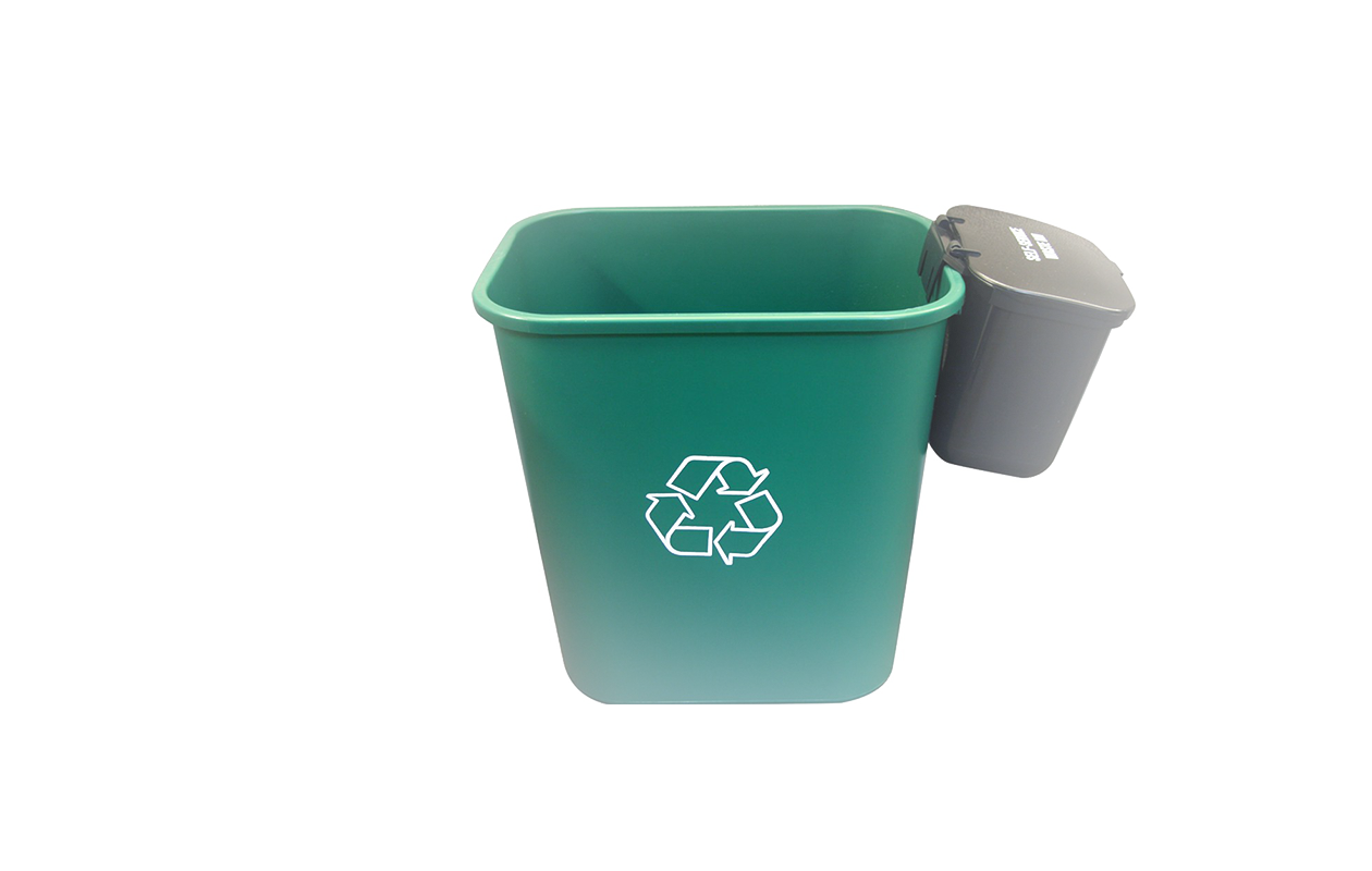 Image of green plastic recycle bin