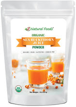 Photo of front of 1 lb bag of Sea Buckthorn Juice Powder - Organic Fruit Powders Z Natural Foods 