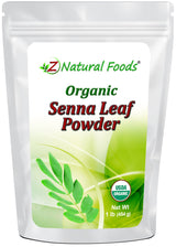 Image of front of 1 lb bag of Senna Leaf Powder - Organic Vegetable, Leaf & Grass Powders Z Natural Foods 