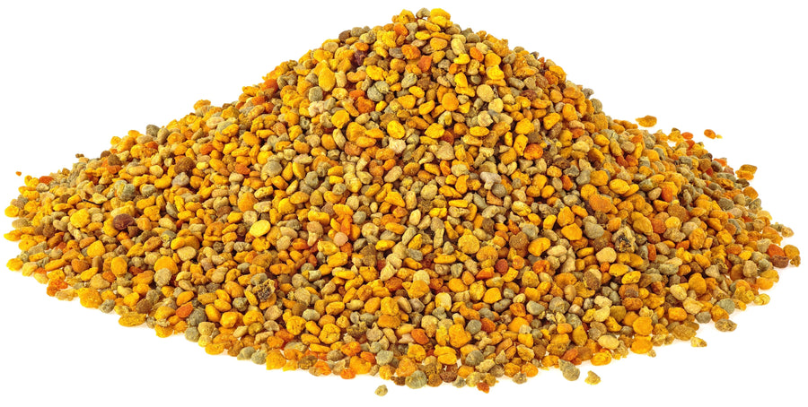 Heaping pile of Spanish Bee Pollen Bee on white background.